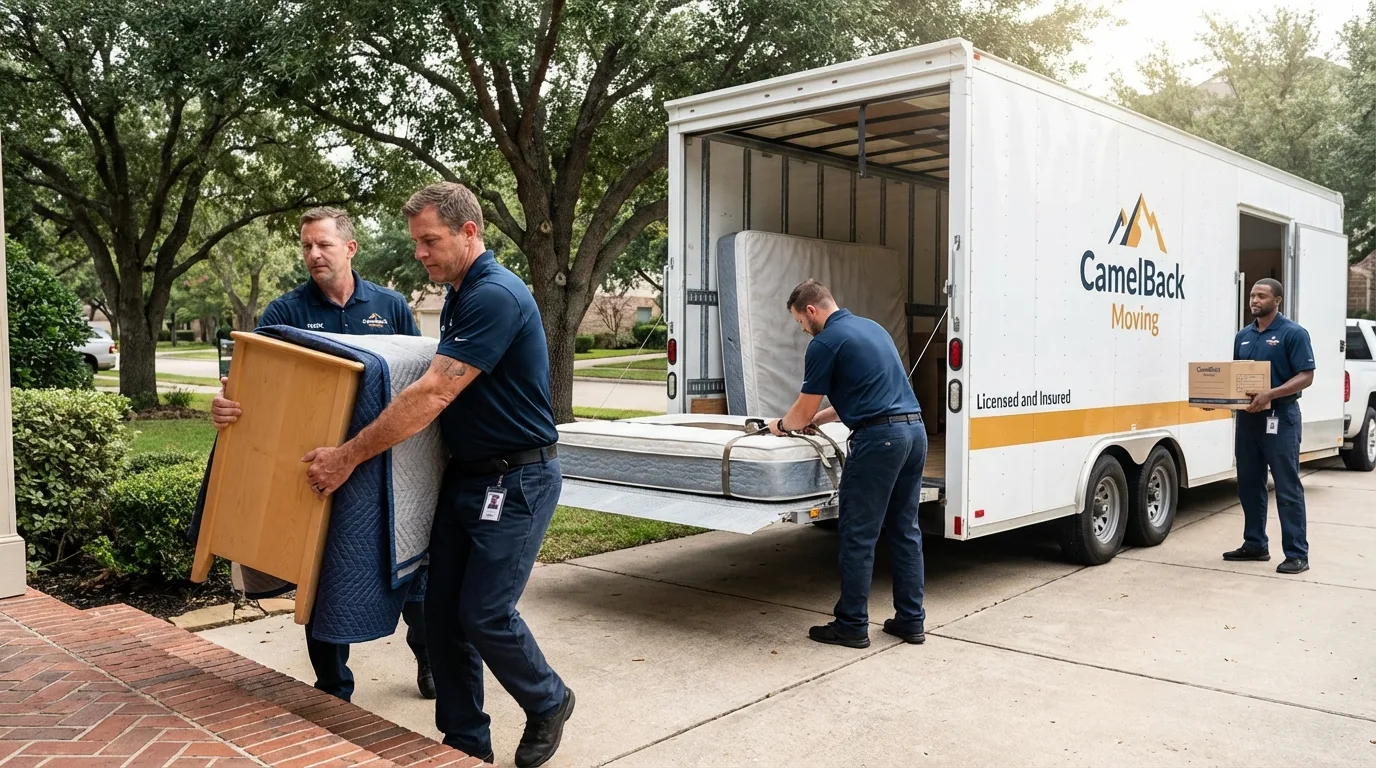 Crew loading residential truck for cross-state move from Azusa, CA